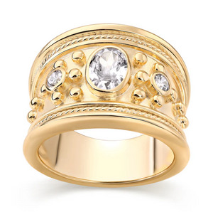 CZ Vintage Wide Bezel-Set Cocktail Ring