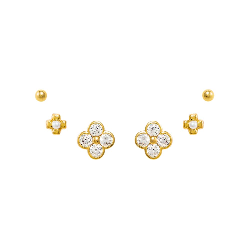 Gold CZ Clovers & More Stud Earring Combo Set - Adina Eden's Jewels
