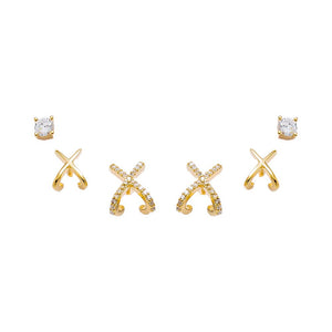 Gold XOXO Stud Earring Combo Set - Adina Eden's Jewels