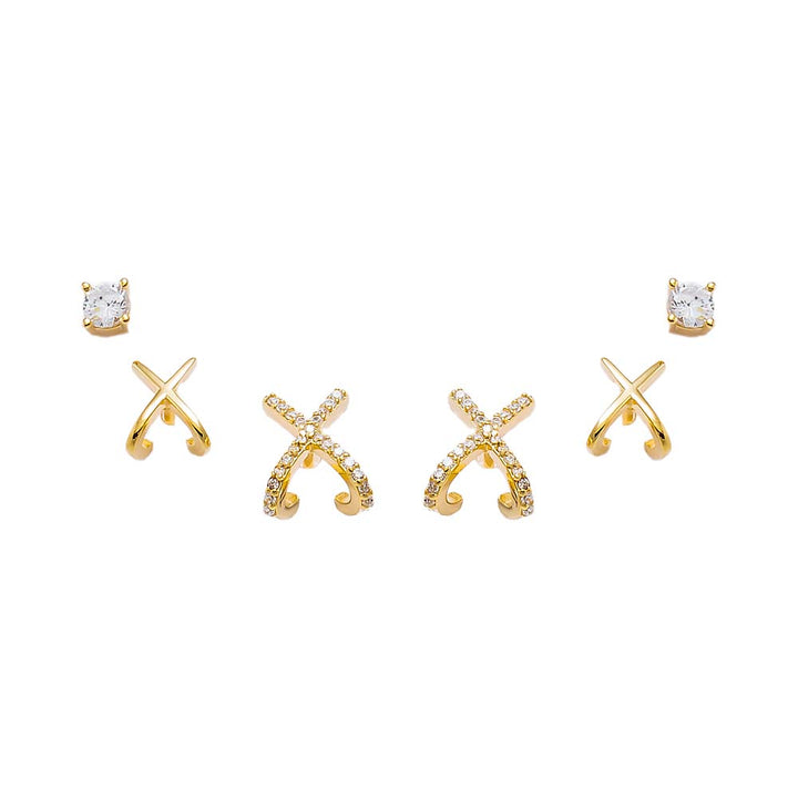 Gold XOXO Stud Earring Combo Set - Adina Eden's Jewels