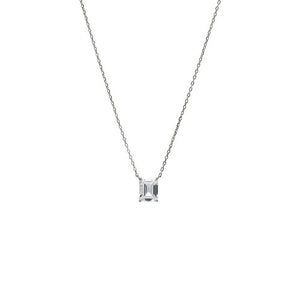 Silver Moissanite Emerald Cut Pendant Necklace - Adina Eden's Jewels