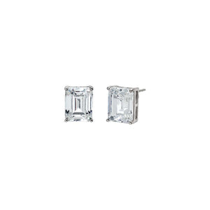 Silver Moissanite Emerald Cut Stud Earring - Adina Eden's Jewels
