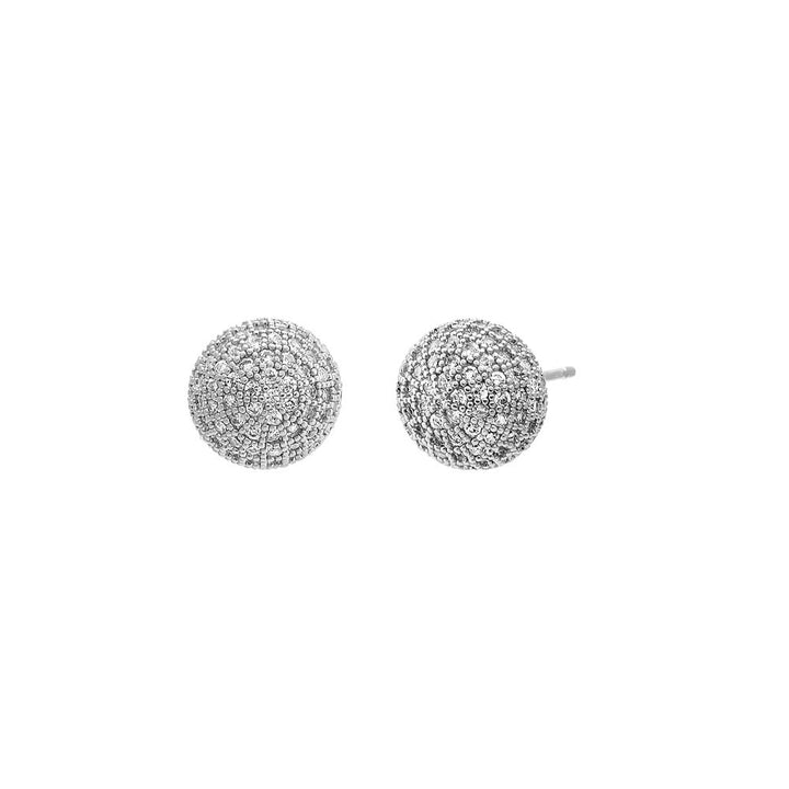 Silver Pave Ball Stud Earring - Adina Eden's Jewels