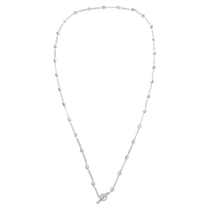 CZ Station Bezel Paperclip Link Toggle Necklace