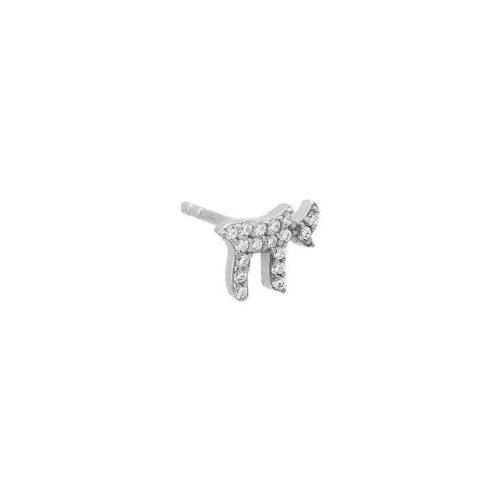 Silver / Single Mini Pavé Chai Stud Earring - Adina Eden's Jewels