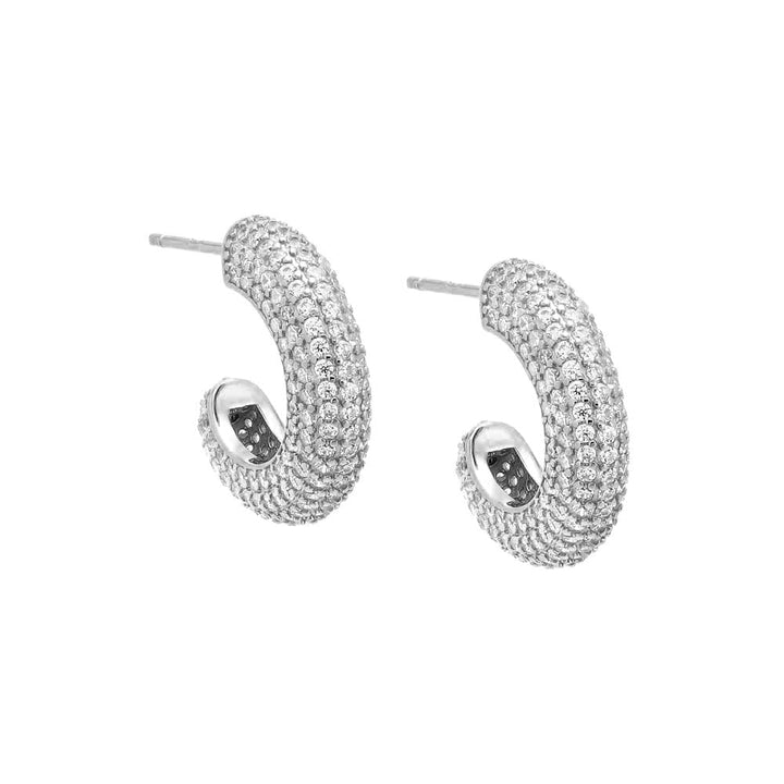 Silver / 18MM Mini Jumbo Pavé Hoop Earring - Adina Eden's Jewels