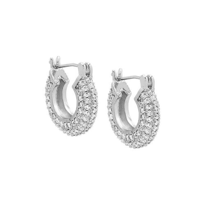 Silver Mini Chunky Pavé Hoop Earring - Adina Eden's Jewels