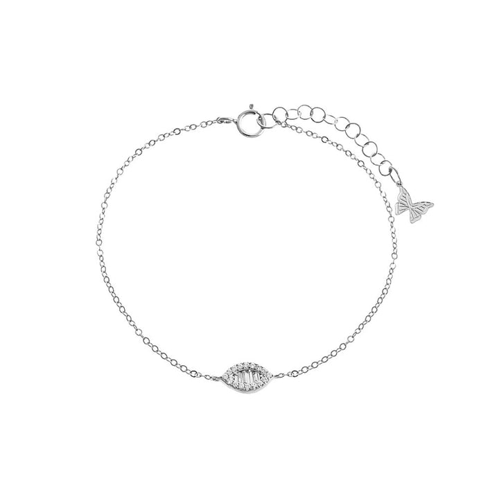 Silver Pave X Baguette Marquise Chain Bracelet - Adina Eden's Jewels