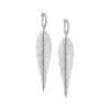 Silver Pavé Fancy Leaf Drop Huggie Earring - Adina Eden's Jewels