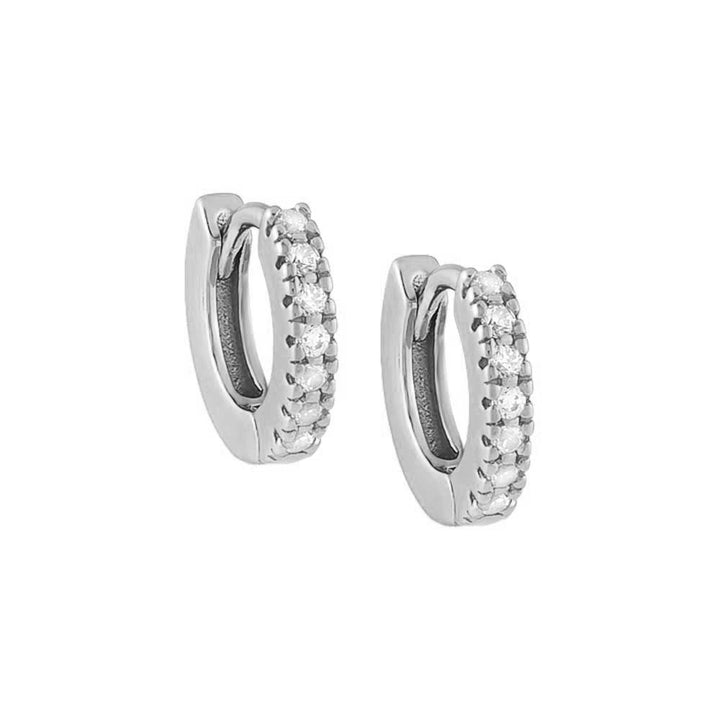 Silver / 10MM CZ Mini Huggie Earring - Adina Eden's Jewels