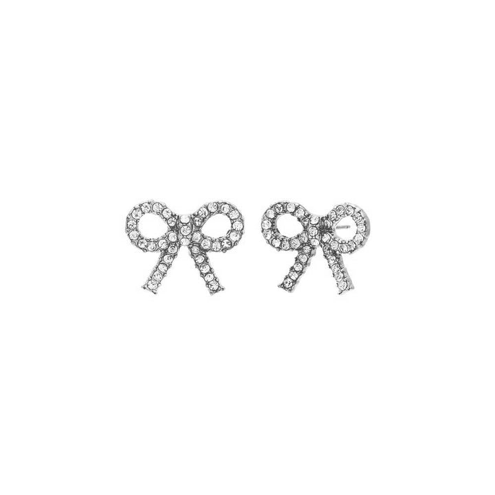 Silver CZ Bow Tie Stud Earring - Adina Eden's Jewels