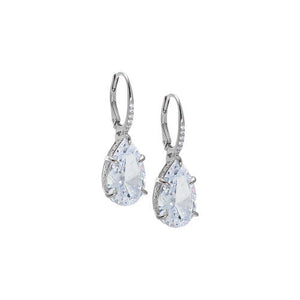 Silver Pear Shape CZ Drop Huggie Earring - Adina Eden's Jewels