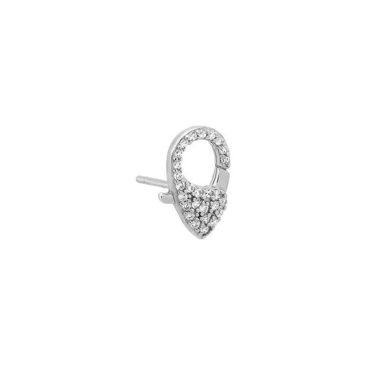Silver / Single Mini Pavé Clasp Stud Earring - Adina Eden's Jewels