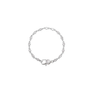 Colored CZ Bezel Pave Clasp Tennis Link Chain Bracelet