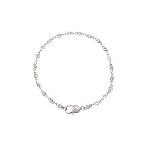 Colored CZ Bezel Pave Clasp Tennis Link Chain Anklet