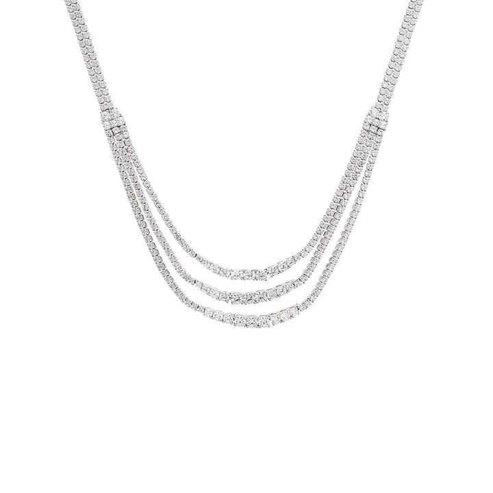 Silver Triple Stranded Graduated Tennis Necklace - Adina Eden's Jewels