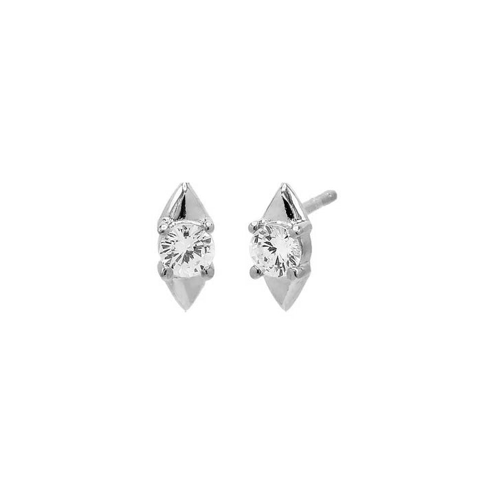 Silver / Pair CZ/Solid Stud Earring - Adina Eden's Jewels