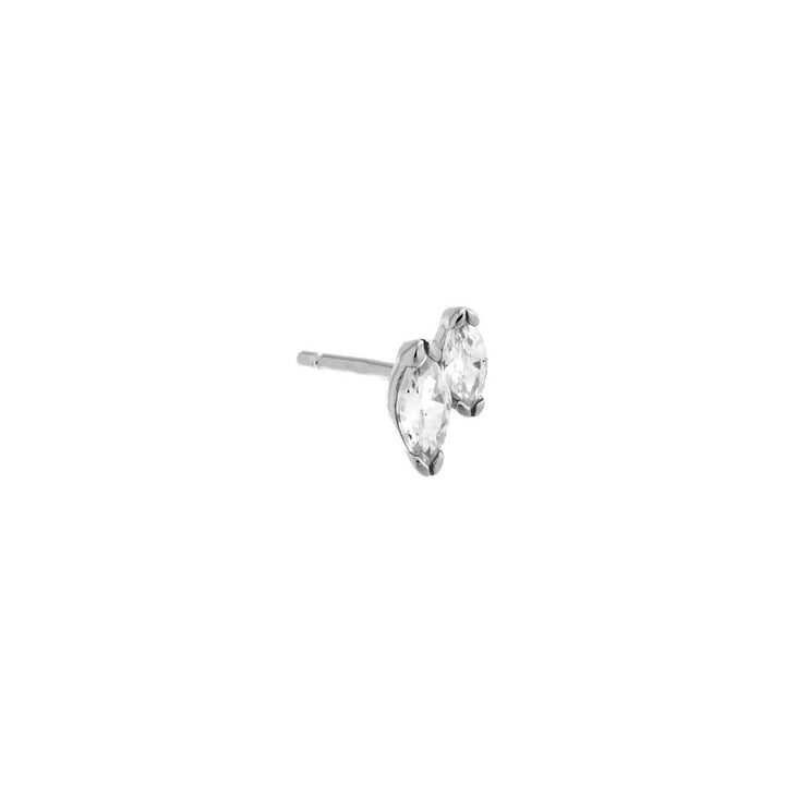 Silver / Single Tiny CZ Double Marquise Stud Earring - Adina Eden's Jewels