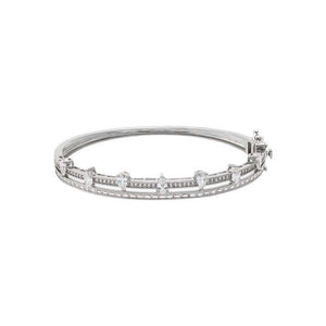 Silver Luxury CZ Teardrop Double Band Bangle - Adina Eden's Jewels