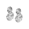 Silver / Pair Chunky Fluid Double Disc Drop Stud Earring - Adina Eden's Jewels