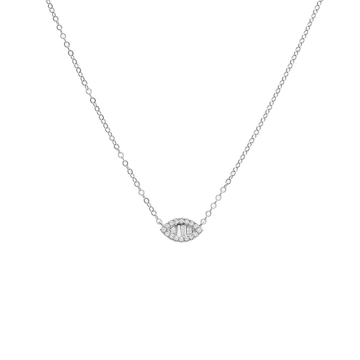 Silver Pave X Baguette Marquise Chain Necklace - Adina Eden's Jewels