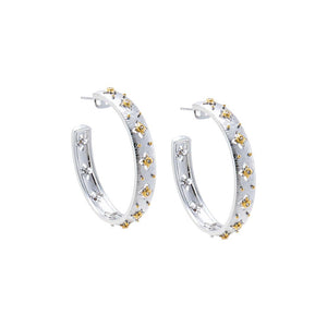 Fancy Two Tone Vintage Inspired Open Hoop Earring