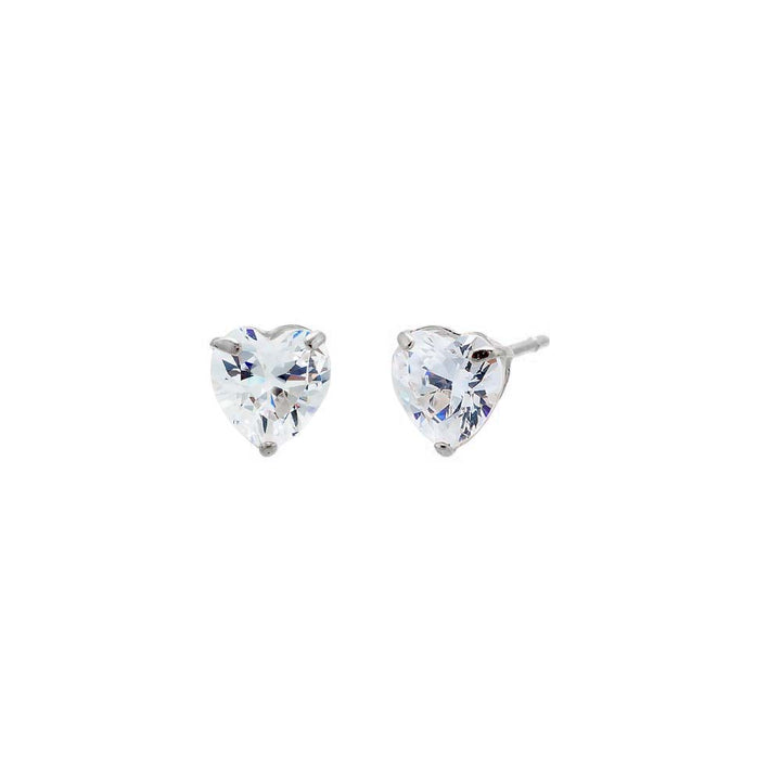 14K White Gold / Pair CZ Heart Stud Earring 14K - Adina Eden's Jewels
