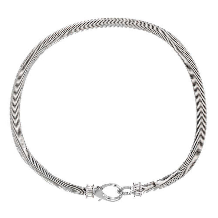 Silver CZ X Baguette Chunky Snake Clasp Choker - Adina Eden's Jewels