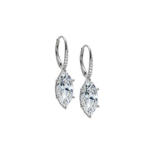 Silver Moissanite Marquise Statment Drop Huggie Earring - Adina Eden's Jewels