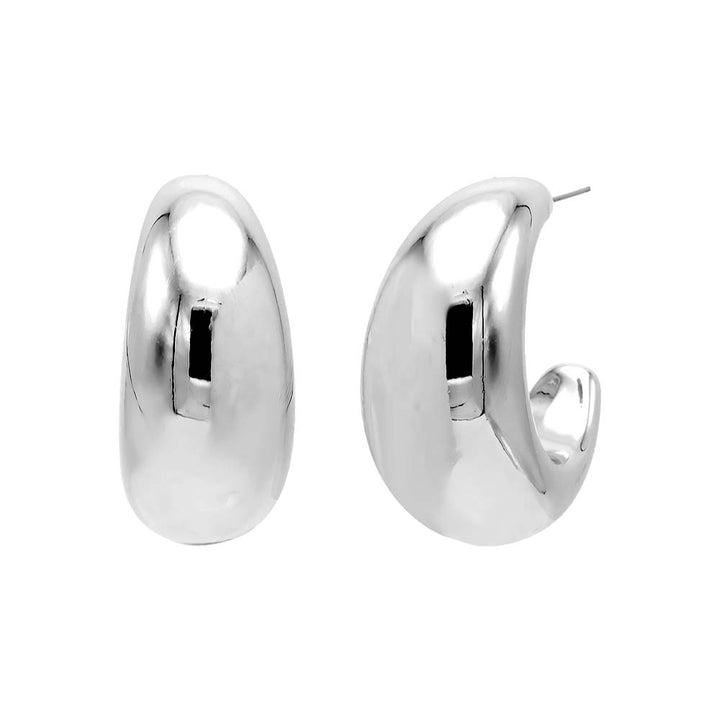 Silver Solid Graduated Dome Open Hoop Earring - Adina Eden's Jewels