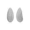 Silver Pave Puffy Oval On The Ear Stud Earirng - Adina Eden's Jewels