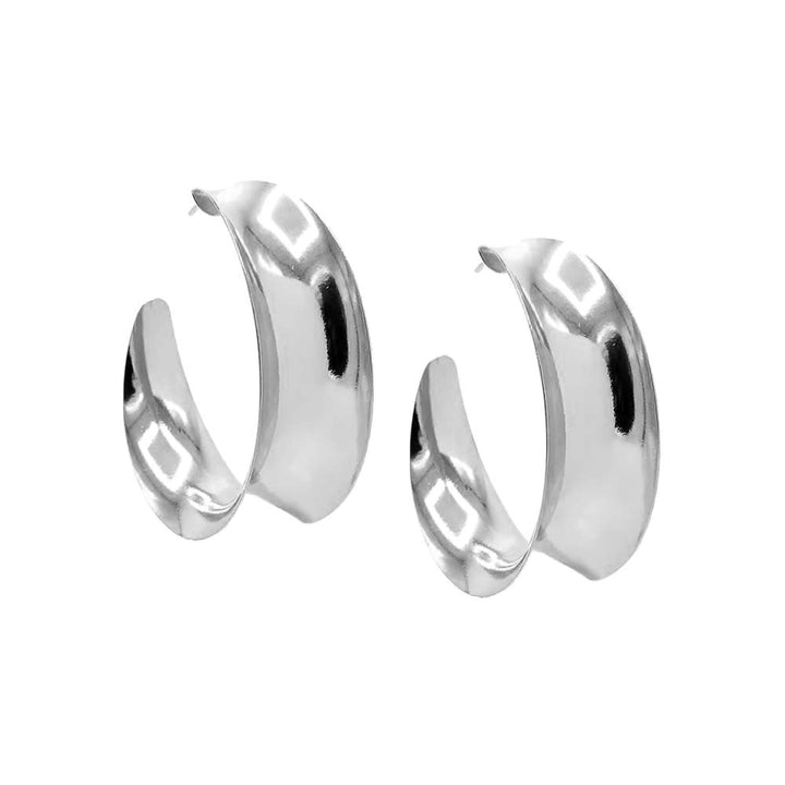 Silver / 45MM Solid Curved-In Open Hoop Earring - Adina Eden's Jewels
