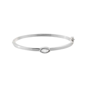 Silver Colored Marquise Bezel Bangle - Adina Eden's Jewels