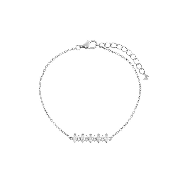 Silver CZ Multi Marquise Bar Bracelet - Adina Eden's Jewels