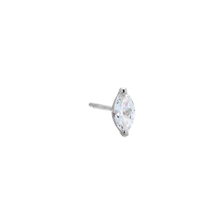 14K White Gold / Single CZ Marquise Shape Stud Earring 14K - Adina Eden's Jewels