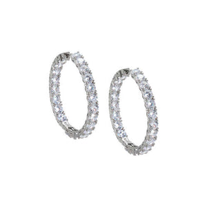Silver Moissanite Inside Out Hoop Earring - Adina Eden's Jewels