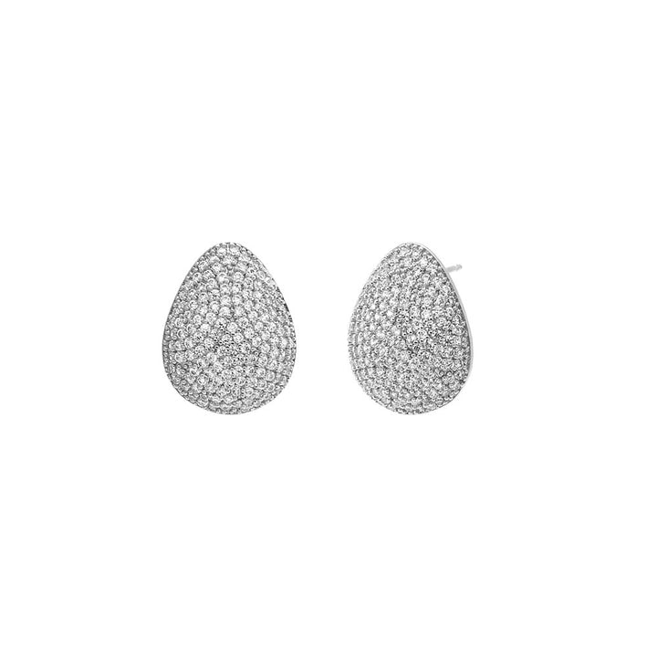 Silver Pave Puffy On The Ear Stud Earring - Adina Eden's Jewels
