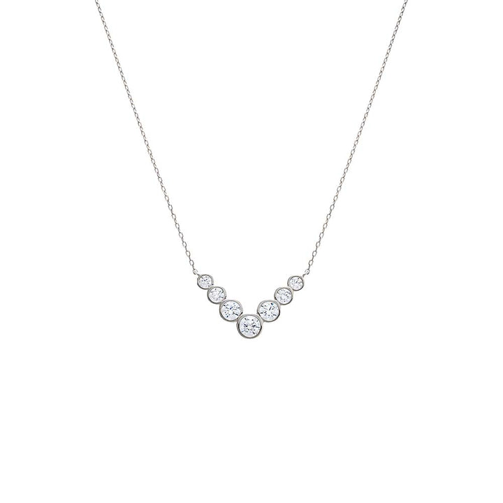Silver CZ Bezel V Shape Pendant Necklace - Adina Eden's Jewels
