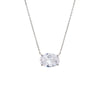 Silver CZ Oval Shape Pendant Necklace - Adina Eden's Jewels