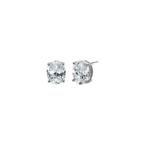 Silver Moissanite Oval Stud Earring - Adina Eden's Jewels