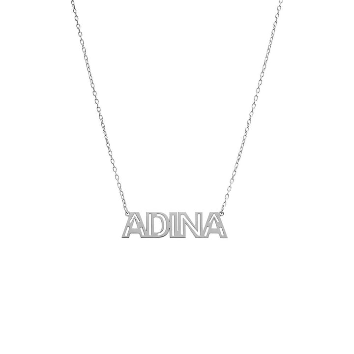Silver Solid Cutout Uppercase Nameplate Necklace - Adina Eden's Jewels