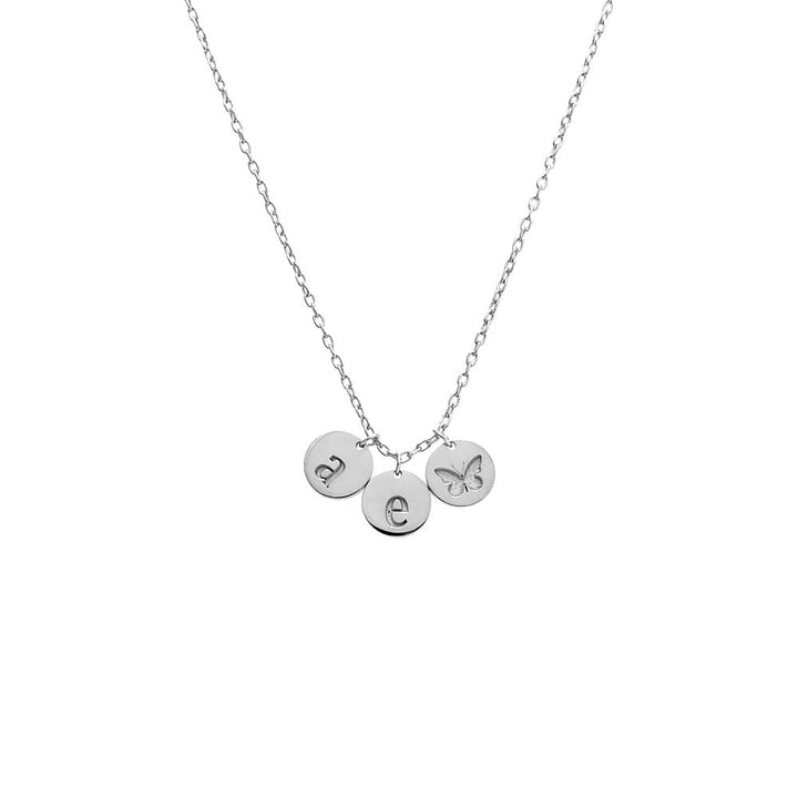 Silver Engraved Initials X Butterfly Dangling Pendant Necklace - Adina Eden's Jewels