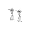 Silver / Pair Dangling CZ Teardrop Stud Earring - Adina Eden's Jewels
