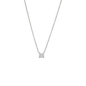 Silver Moissanite Solitaire Round Pendant Necklace - Adina Eden's Jewels