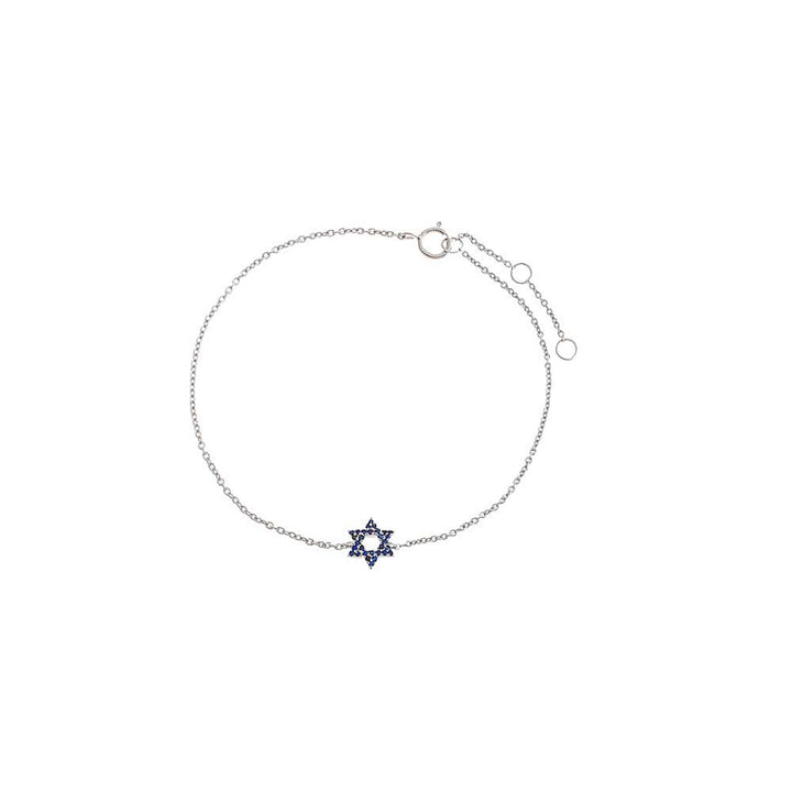 14K White Gold Sapphire Blue Star Of David Bracelet 14K - Adina Eden's Jewels