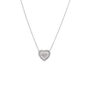 Silver Pave X Baguette Heart Pendant Necklace - Adina Eden's Jewels