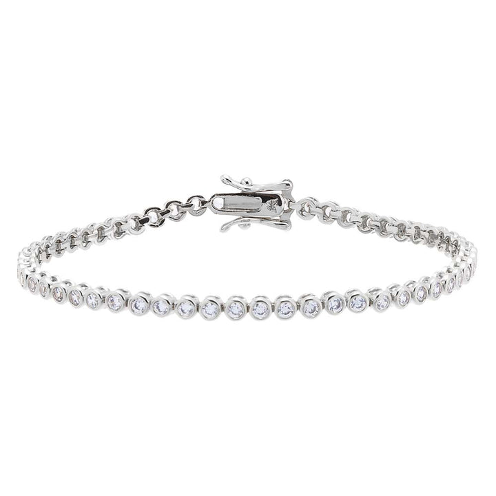 Silver / 6.5" / 2MM Bezel Tennis Bracelet - Adina Eden's Jewels