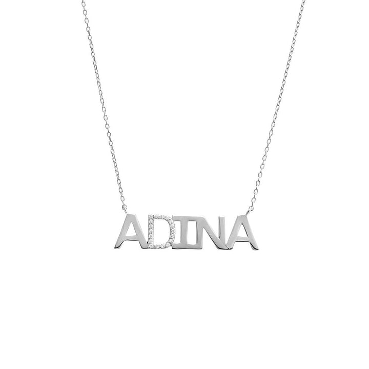Silver Pave Accented Nameplate Necklace - Adina Eden's Jewels