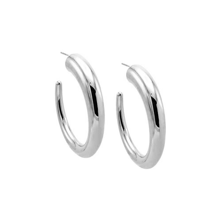 Silver Solid Thin Graduated Open Hoop Earring - Adina Eden's Jewels
