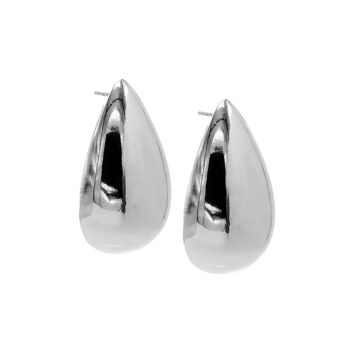 Silver Chunky Solid Teardrop Stud Earring - Adina Eden's Jewels